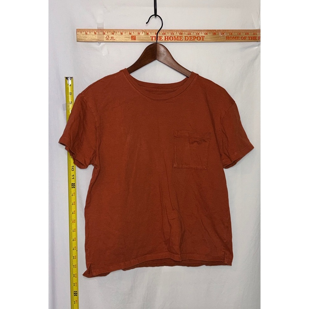 Time and Tru Women's Orange Crew Neck Pocket T‎ Shirt Size Small